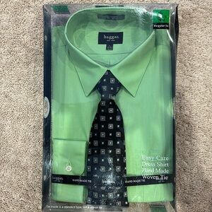 Men’s Haggar button green down dress shirt large 16” neck